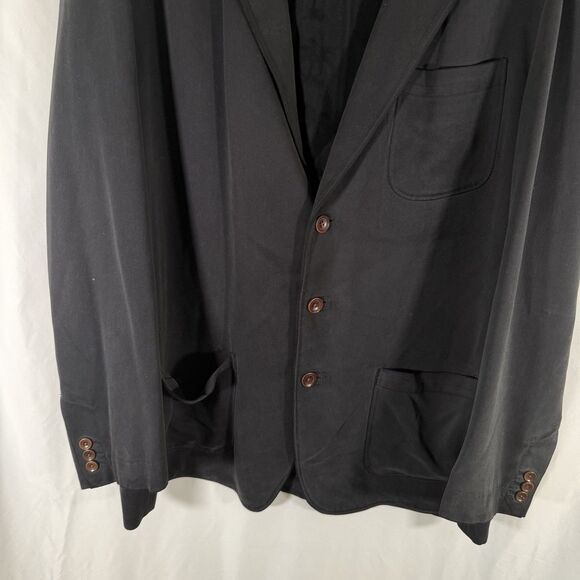 Tommy Bahama Silk Jacket Men's XL Black Button Front Long Sleeve Inner Pocket - Picture 3 of 16